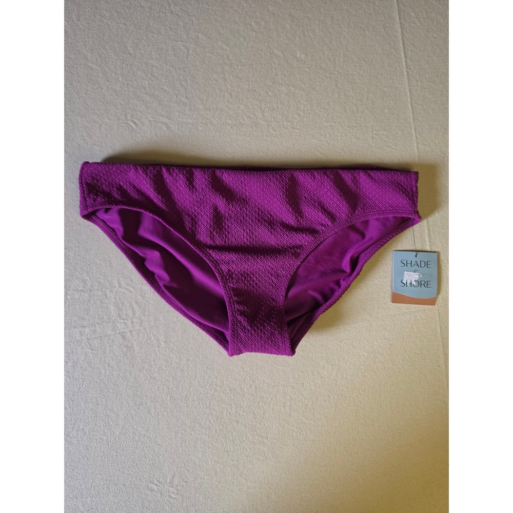 Shade & Shore Jacquard Bikini Bottom Purple Large NWT